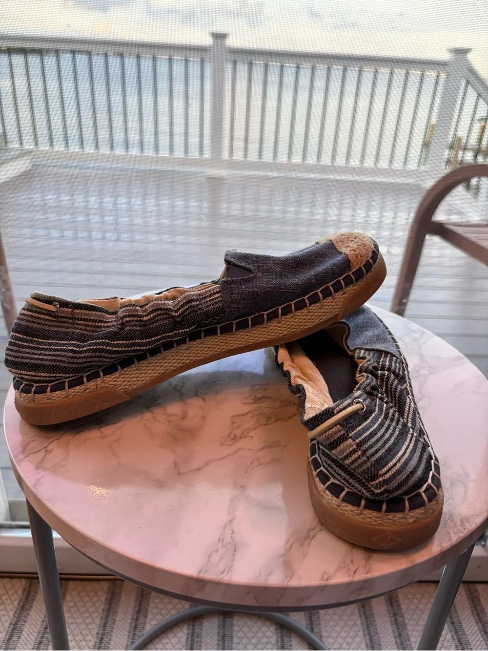 Sperry Blue Denim Espadrille Flats with Natural Jute Toe